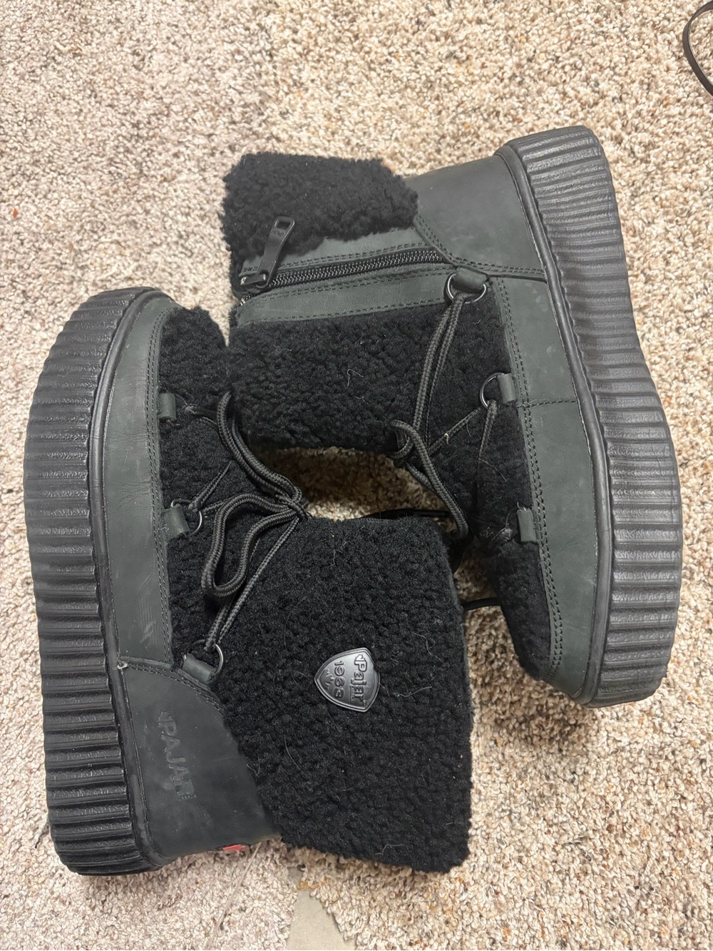Kids Black Fleece Lined Winter Boots